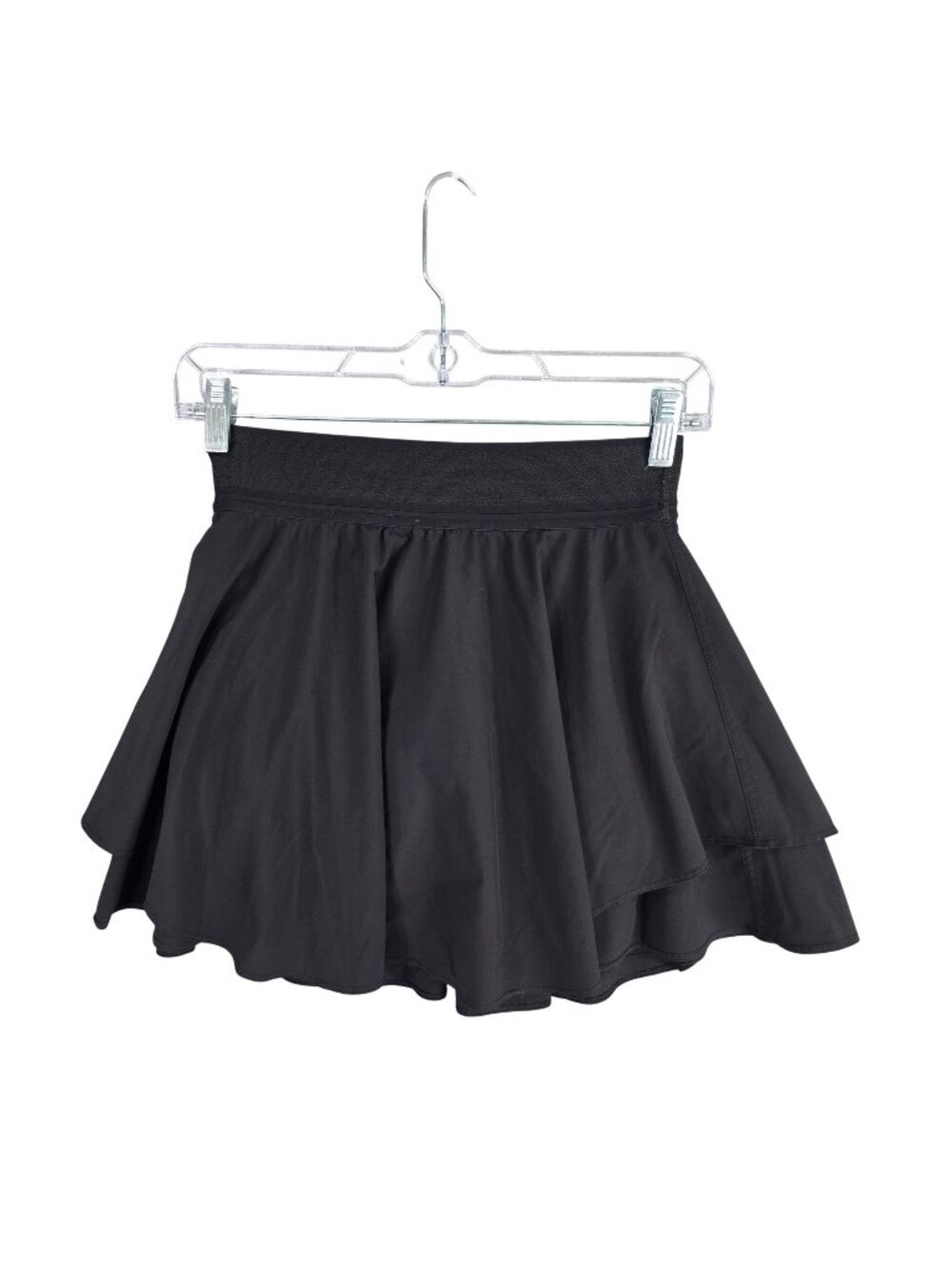Womens Lululemon Black Ruffle Hem Skirt With Built-In Shorts Polyester Stretch 2